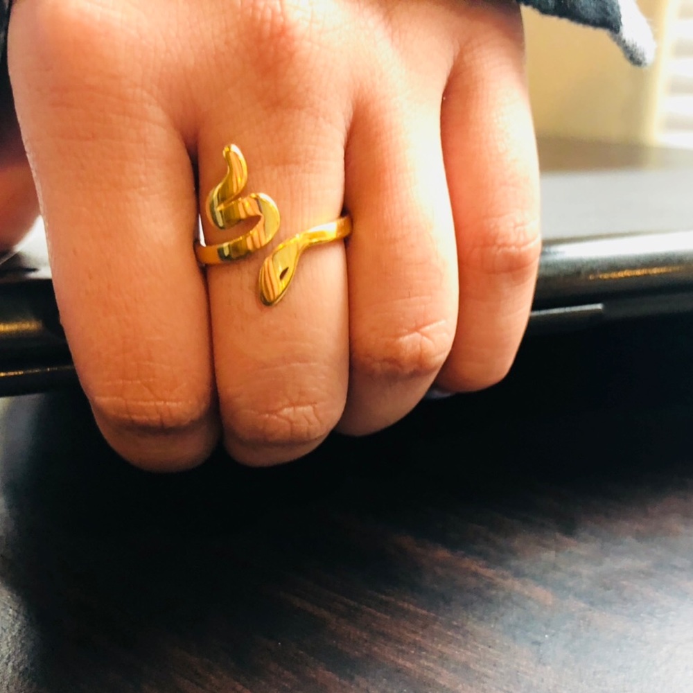 Gold Snake Stainless Steel Ring Serpent Jewelry - Picture 4 of 4